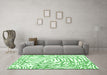 Machine Washable Abstract Emerald Green Contemporary Area Rugs in a Living Room,, wshcon2295emgrn