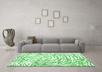 Machine Washable Abstract Emerald Green Contemporary Rug, wshcon2295emgrn