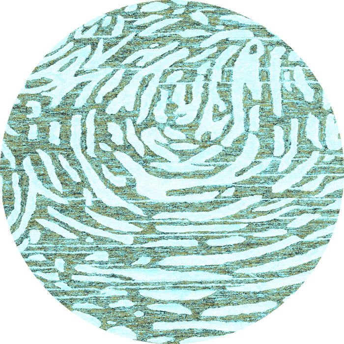 Round Abstract Light Blue Contemporary Rug, con2295lblu