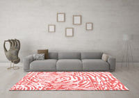 Machine Washable Abstract Red Contemporary Rug, wshcon2295red