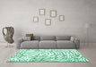 Machine Washable Abstract Turquoise Contemporary Area Rugs in a Living Room,, wshcon2295turq