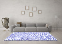 Machine Washable Abstract Blue Contemporary Rug, wshcon2295blu