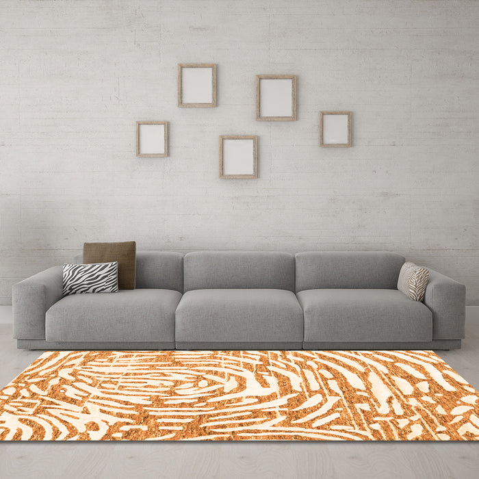 Machine Washable Abstract Orange Contemporary Area Rugs in a Living Room, wshcon2295org