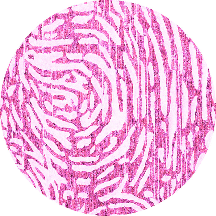 Round Abstract Pink Contemporary Rug, con2295pnk