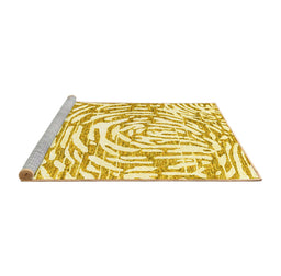 Sideview of Machine Washable Abstract Yellow Contemporary Rug, wshcon2295yw