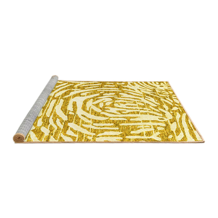 Sideview of Machine Washable Abstract Yellow Contemporary Rug, wshcon2295yw
