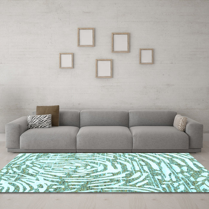 Machine Washable Abstract Light Blue Contemporary Rug in a Living Room, wshcon2295lblu