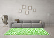 Machine Washable Abstract Green Contemporary Area Rugs in a Living Room,, wshcon2295grn