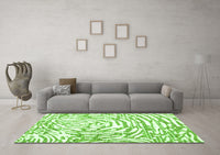 Machine Washable Abstract Green Contemporary Rug, wshcon2295grn