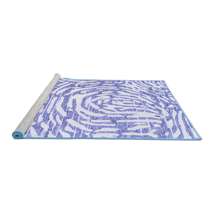 Sideview of Machine Washable Abstract Blue Contemporary Rug, wshcon2295blu