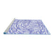 Sideview of Machine Washable Abstract Blue Contemporary Rug, wshcon2295blu