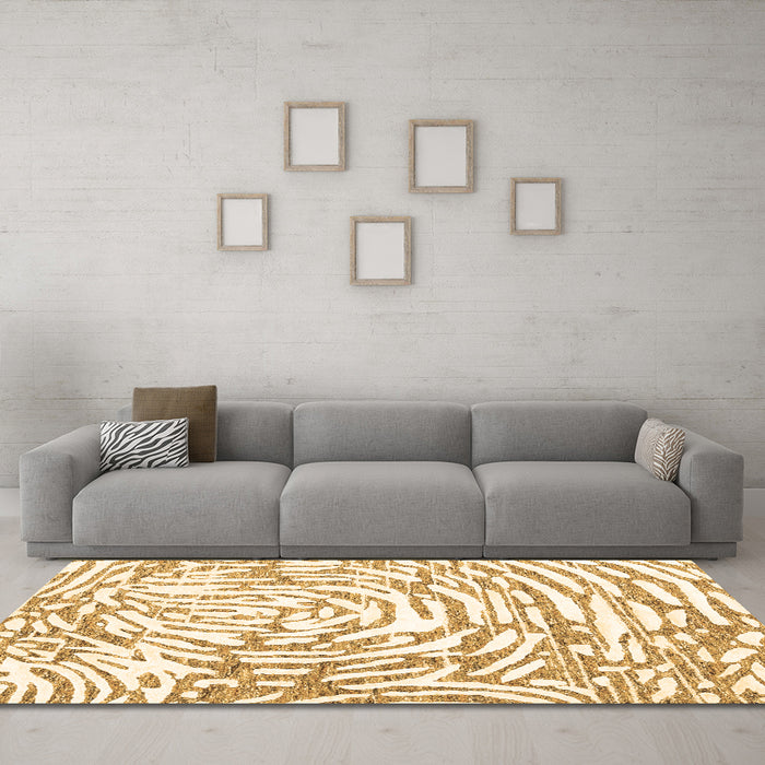 Machine Washable Abstract Brown Contemporary Rug in a Living Room,, wshcon2295brn