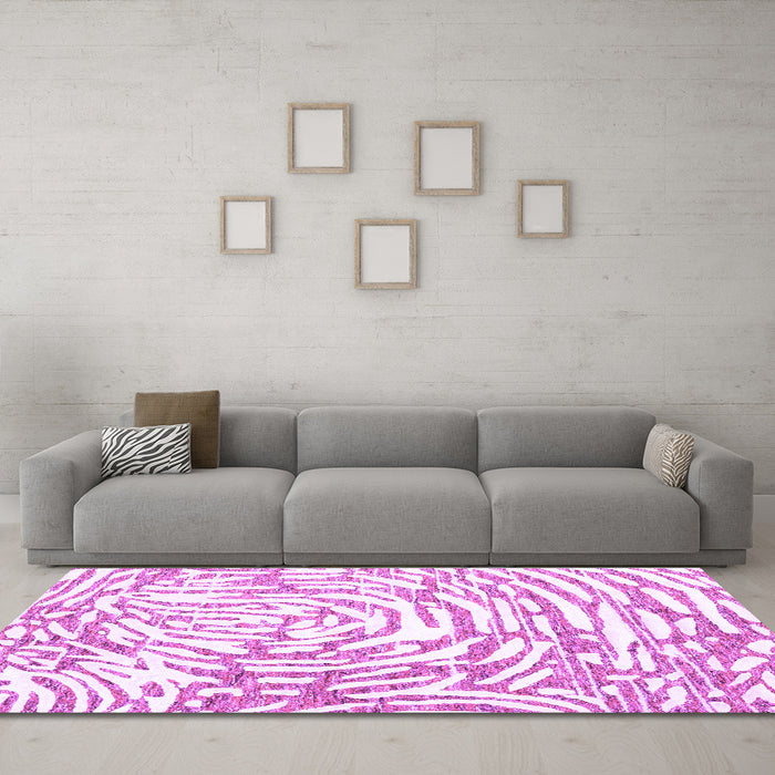 Machine Washable Abstract Purple Contemporary Area Rugs in a Living Room, wshcon2295pur