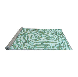 Sideview of Machine Washable Abstract Light Blue Contemporary Rug, wshcon2295lblu
