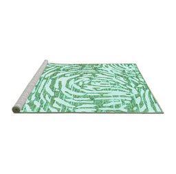 Sideview of Machine Washable Abstract Turquoise Contemporary Area Rugs, wshcon2295turq