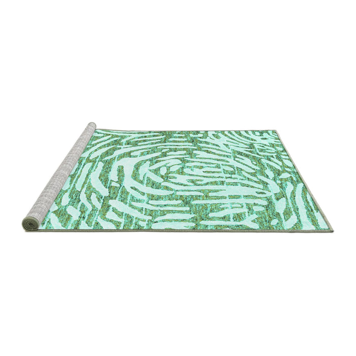 Sideview of Machine Washable Abstract Turquoise Contemporary Area Rugs, wshcon2295turq