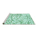 Sideview of Machine Washable Abstract Turquoise Contemporary Area Rugs, wshcon2295turq