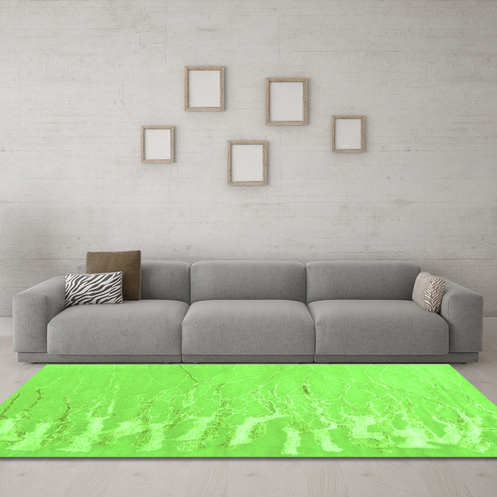 Machine Washable Abstract Green Contemporary Area Rugs in a Living Room,, wshcon2296grn