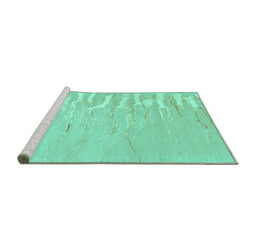 Sideview of Machine Washable Abstract Turquoise Contemporary Area Rugs, wshcon2296turq