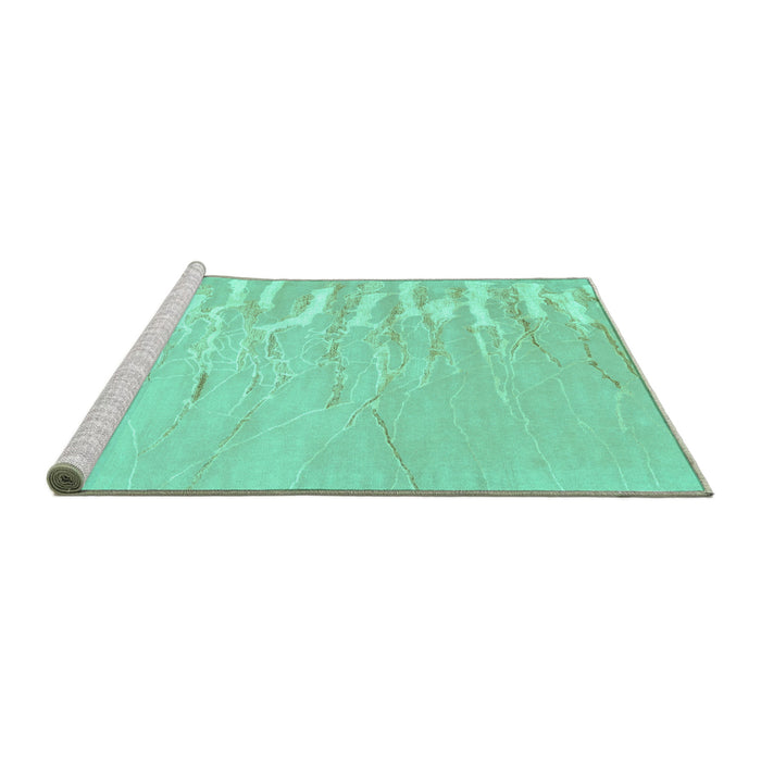 Sideview of Machine Washable Abstract Turquoise Contemporary Area Rugs, wshcon2296turq
