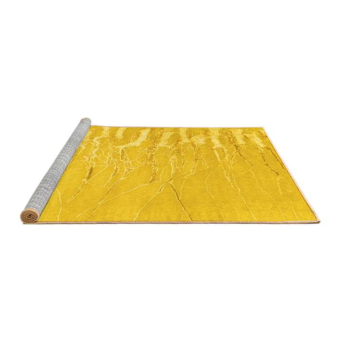 Sideview of Machine Washable Abstract Yellow Contemporary Rug, wshcon2296yw