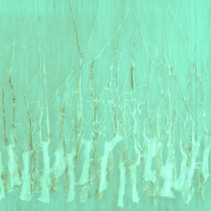 Square Machine Washable Abstract Turquoise Contemporary Area Rugs, wshcon2296turq