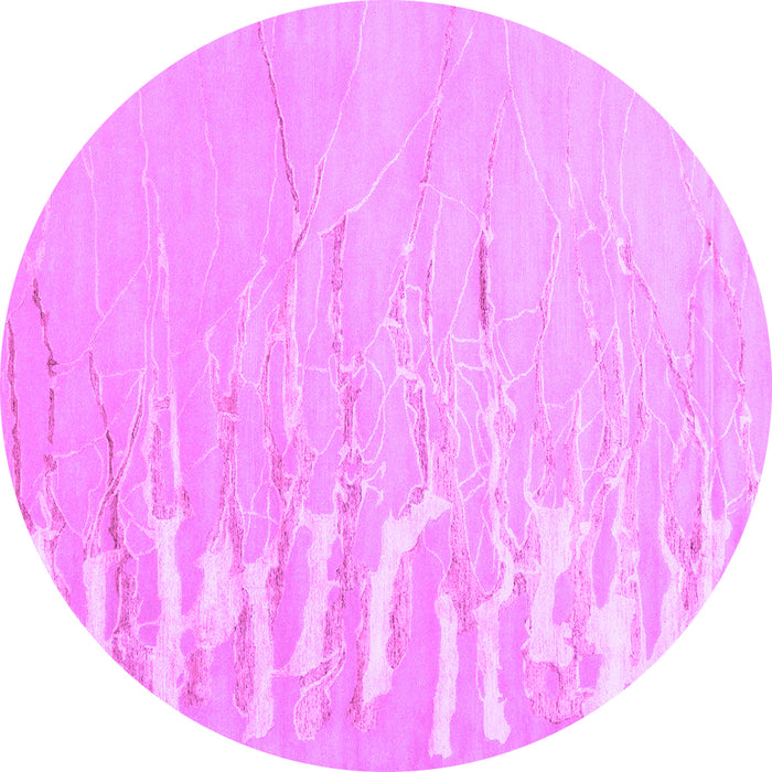 Round Machine Washable Abstract Purple Contemporary Area Rugs, wshcon2296pur