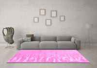 Machine Washable Abstract Pink Contemporary Rug, wshcon2296pnk