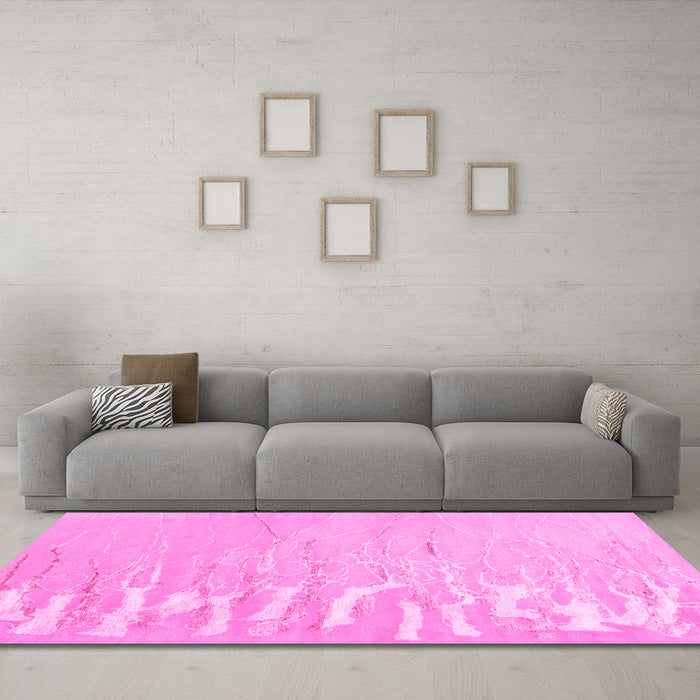 Machine Washable Abstract Pink Contemporary Rug in a Living Room, wshcon2296pnk