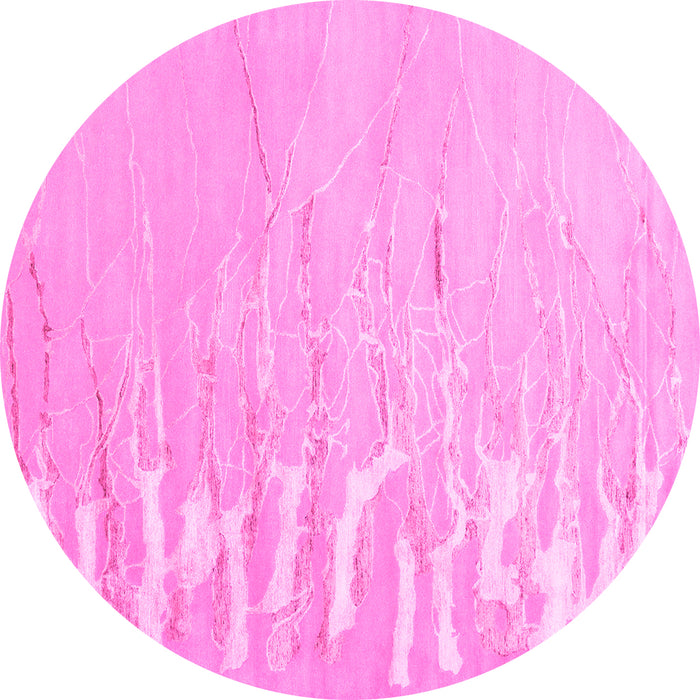 Round Abstract Pink Contemporary Rug, con2296pnk
