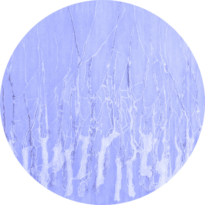 Round Machine Washable Abstract Blue Contemporary Rug, wshcon2296blu