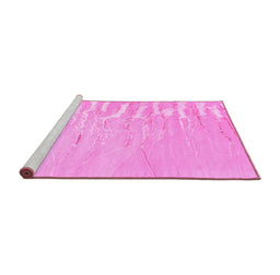 Sideview of Machine Washable Abstract Pink Contemporary Rug, wshcon2296pnk