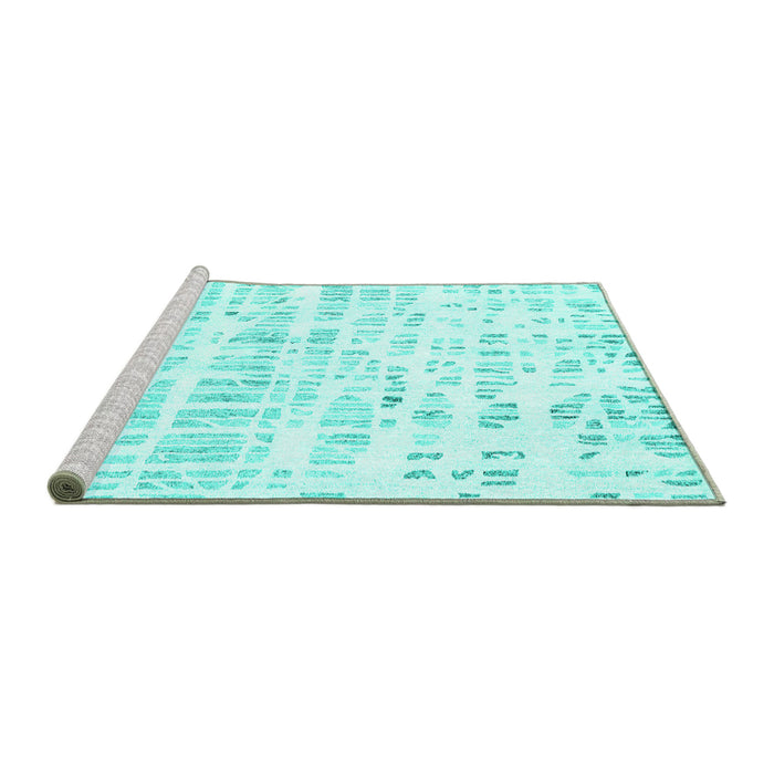 Sideview of Machine Washable Solid Turquoise Modern Area Rugs, wshcon2297turq