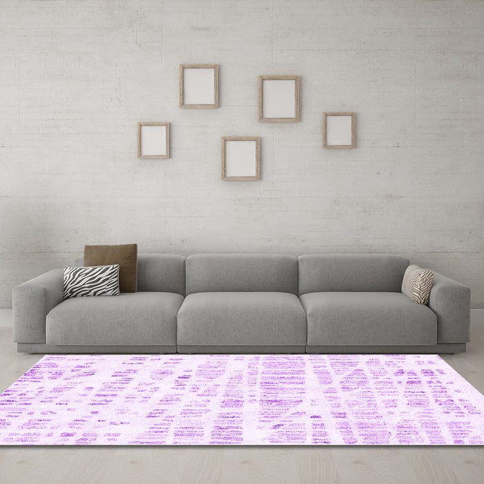 Machine Washable Solid Purple Modern Area Rugs in a Living Room, wshcon2297pur