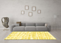 Machine Washable Solid Yellow Modern Rug, wshcon2297yw