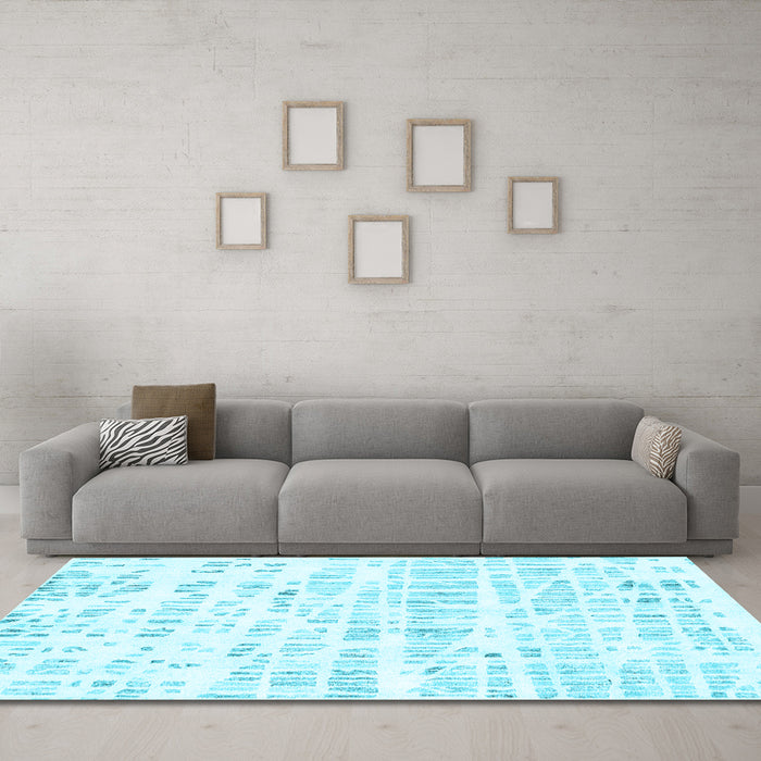 Machine Washable Solid Light Blue Modern Rug in a Living Room, wshcon2297lblu