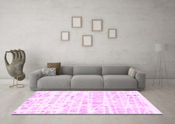 Machine Washable Solid Pink Modern Rug in a Living Room, wshcon2297pnk