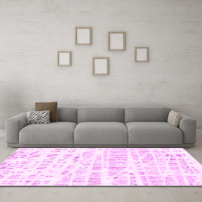 Machine Washable Solid Pink Modern Rug in a Living Room, wshcon2297pnk