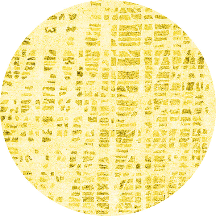 Round Machine Washable Solid Yellow Modern Rug, wshcon2297yw