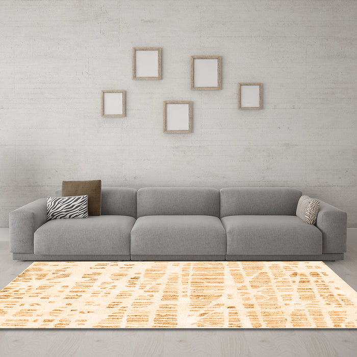 Machine Washable Solid Orange Modern Area Rugs in a Living Room, wshcon2297org