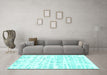 Machine Washable Solid Turquoise Modern Area Rugs in a Living Room,, wshcon2297turq