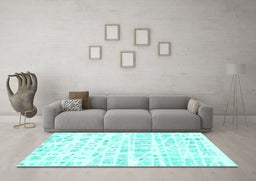 Machine Washable Solid Turquoise Modern Area Rugs in a Living Room,, wshcon2297turq
