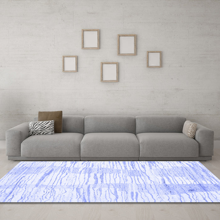 Machine Washable Solid Blue Modern Rug in a Living Room, wshcon2298blu