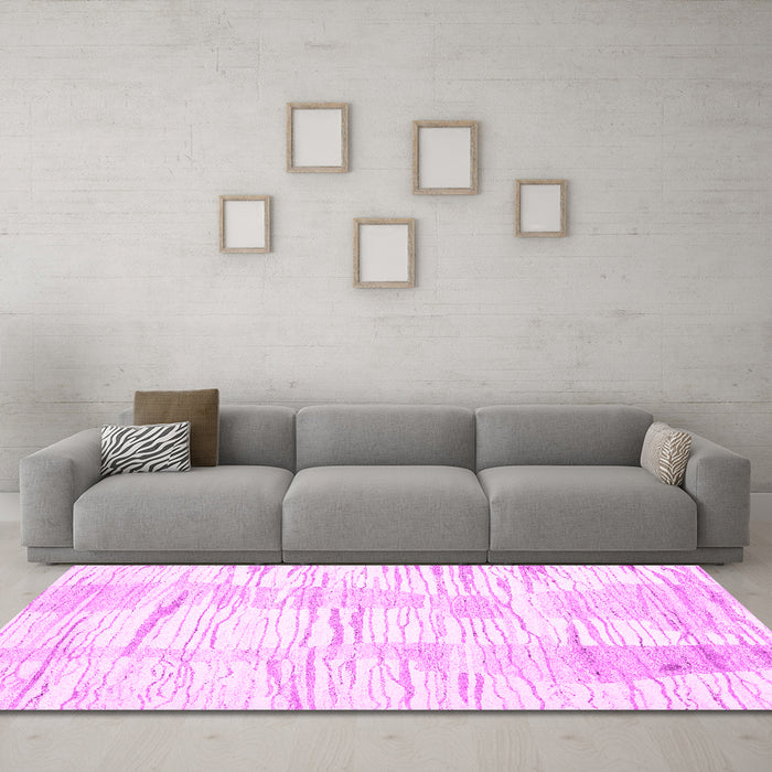 Machine Washable Solid Pink Modern Rug in a Living Room, wshcon2298pnk