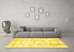 Machine Washable Solid Yellow Modern Rug in a Living Room, wshcon2298yw