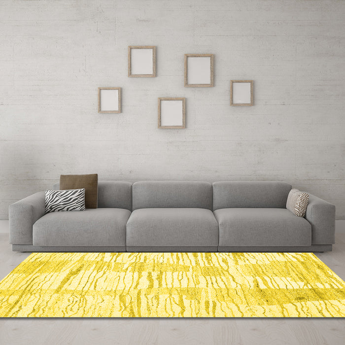 Machine Washable Solid Yellow Modern Rug in a Living Room, wshcon2298yw
