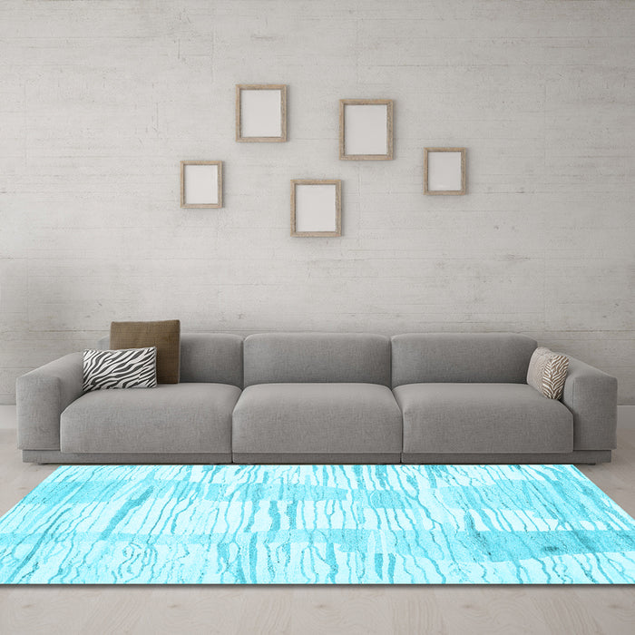 Machine Washable Solid Light Blue Modern Rug in a Living Room, wshcon2298lblu