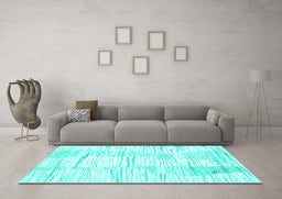 Machine Washable Solid Turquoise Modern Area Rugs in a Living Room,, wshcon2298turq
