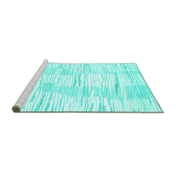 Sideview of Machine Washable Solid Turquoise Modern Area Rugs, wshcon2298turq