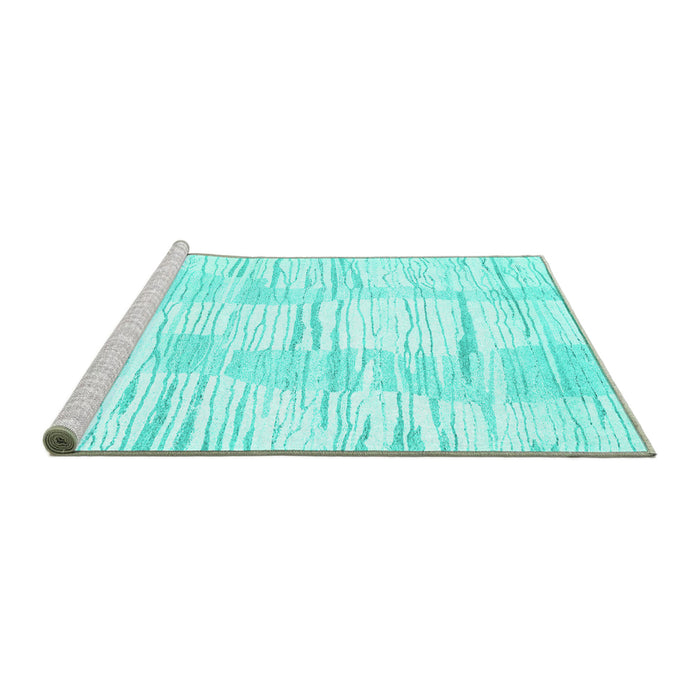 Sideview of Machine Washable Solid Turquoise Modern Area Rugs, wshcon2298turq